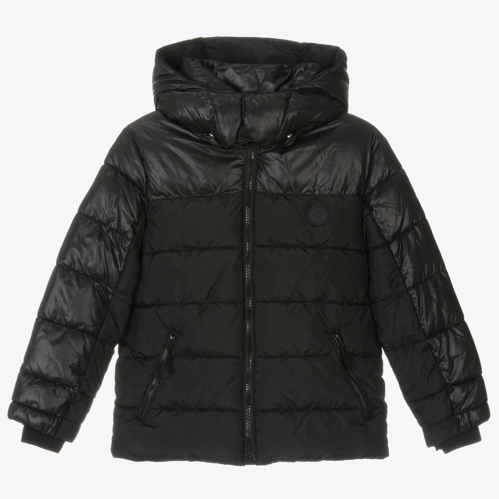 Mayoral Nukutavake - Boys Black Hooded Puffer Jacket | Childrensalon