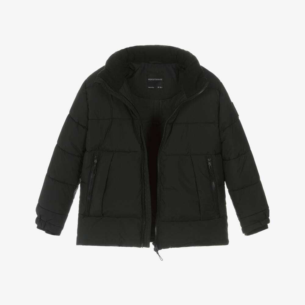 Mayoral Nukutavake-Boys Black Hooded Puffer Jacket with Zip Pockets | Childrensalon Outlet