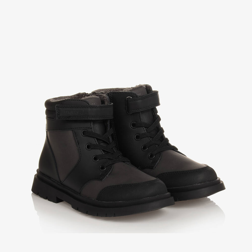 Mayoral - Bottines noires en cuir garçon | Childrensalon