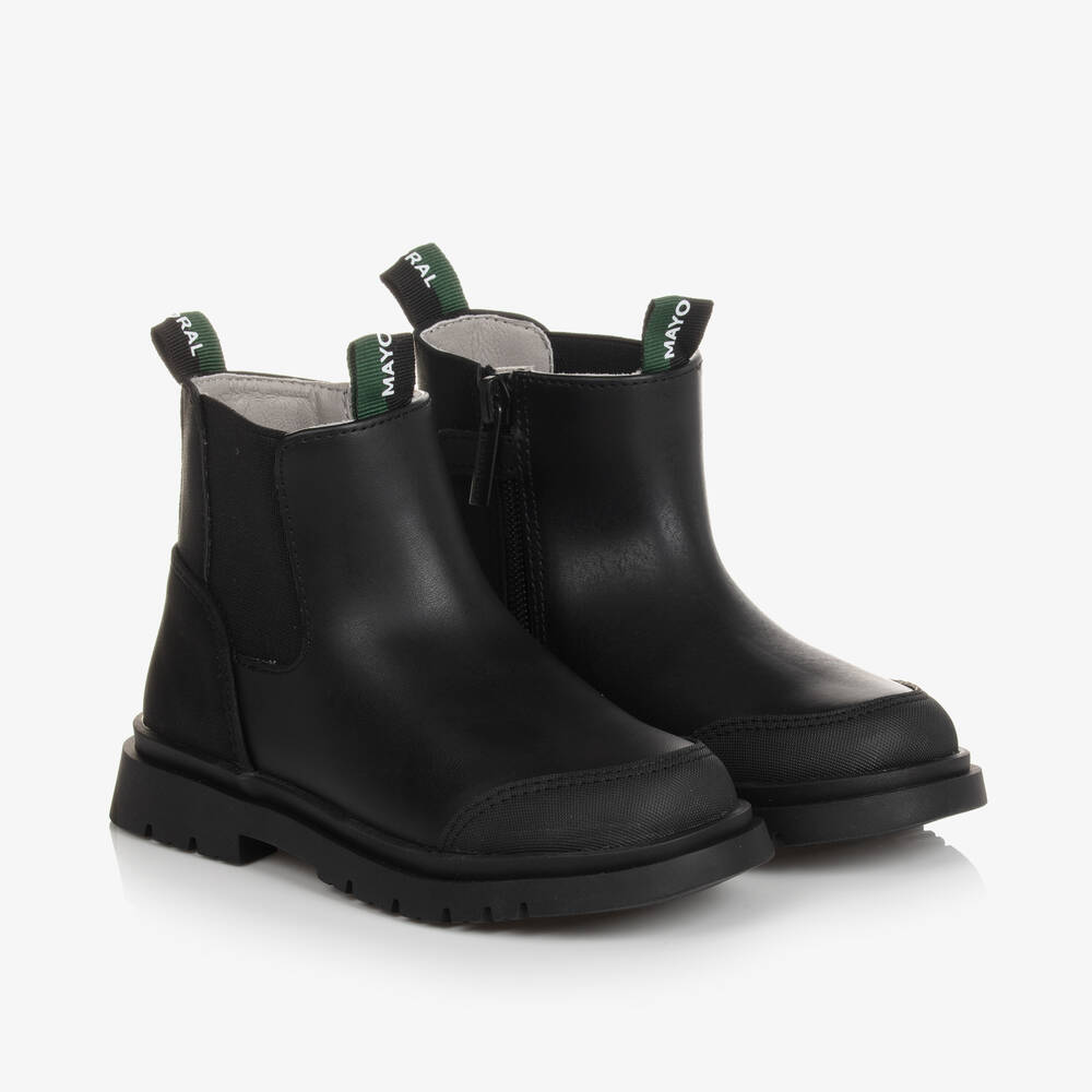 Mayoral - Bottines Chelsea noires en cuir | Childrensalon