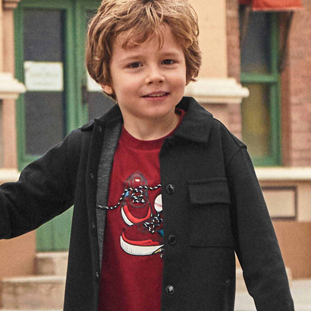 Mayoral-Boys Black Punto Milano Overshirt | Childrensalon Outlet