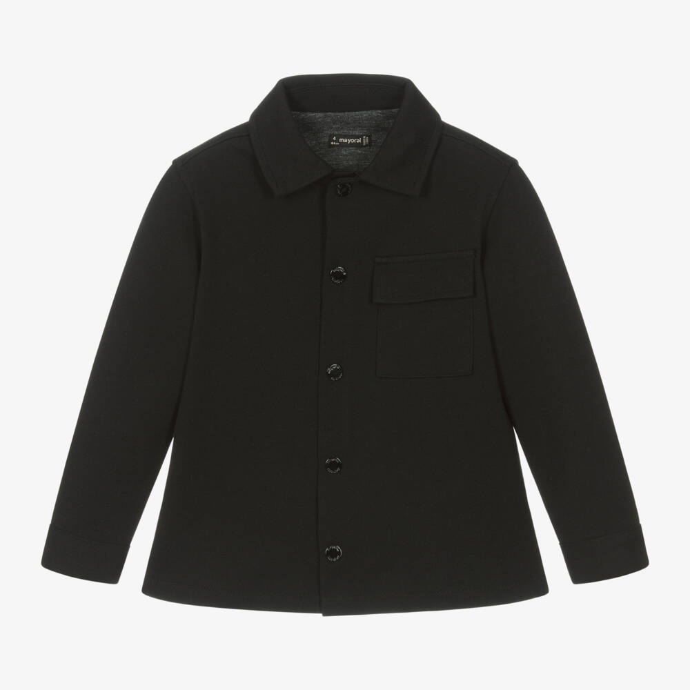 Mayoral-Boys Black Punto Milano Overshirt | Childrensalon Outlet