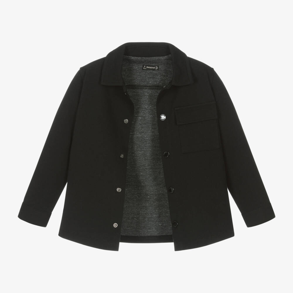 Mayoral-Boys Black Punto Milano Overshirt | Childrensalon Outlet