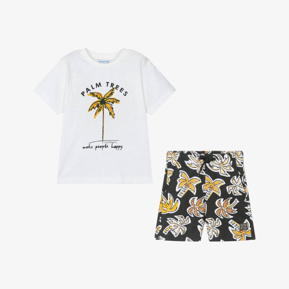 Mayoral-Костюм с пальмами черно-белый для мальчиков | Childrensalon Outlet