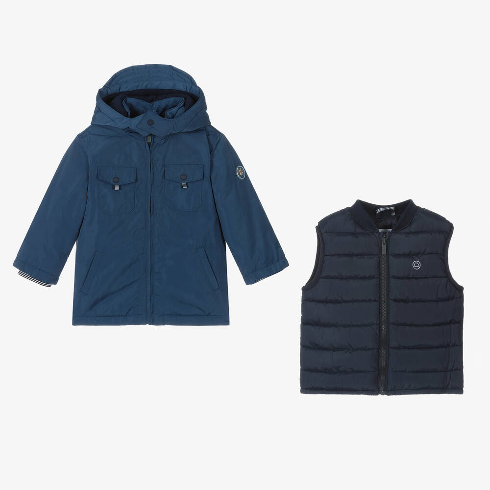 Mayoral Boys Blue 2 in 1 Coat Gilet Childrensalon Outlet