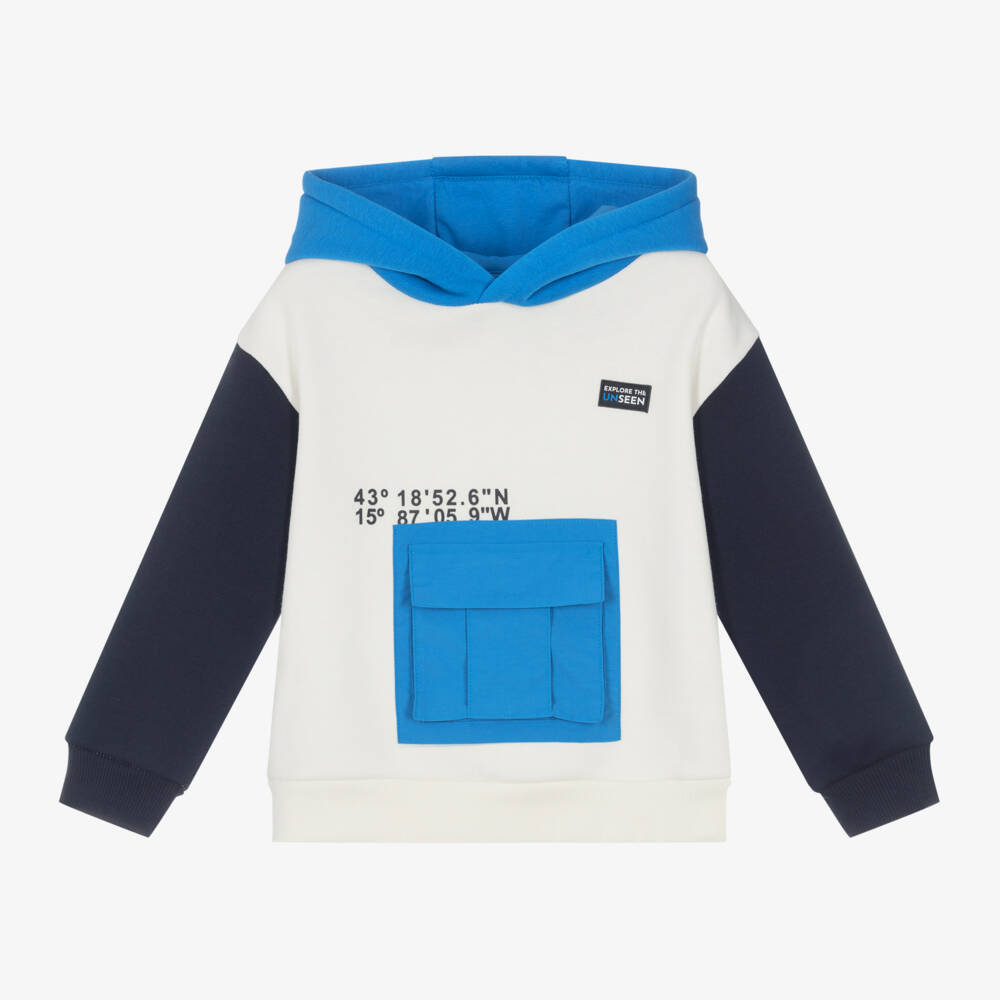 Mayoral-Boys Blue and Ivory Hoodie | Childrensalon Outlet
