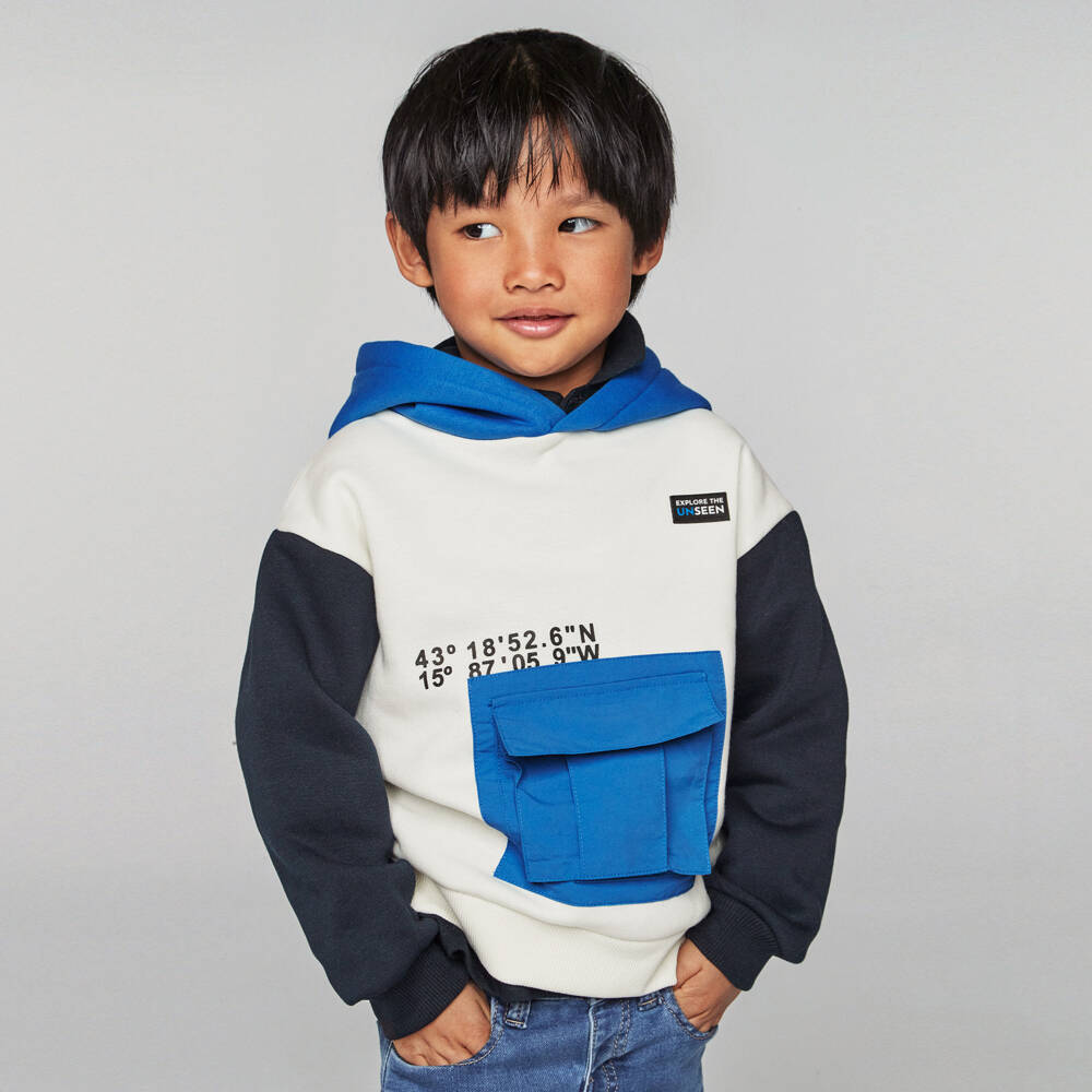 Mayoral-Boys Blue and Ivory Hoodie | Childrensalon Outlet