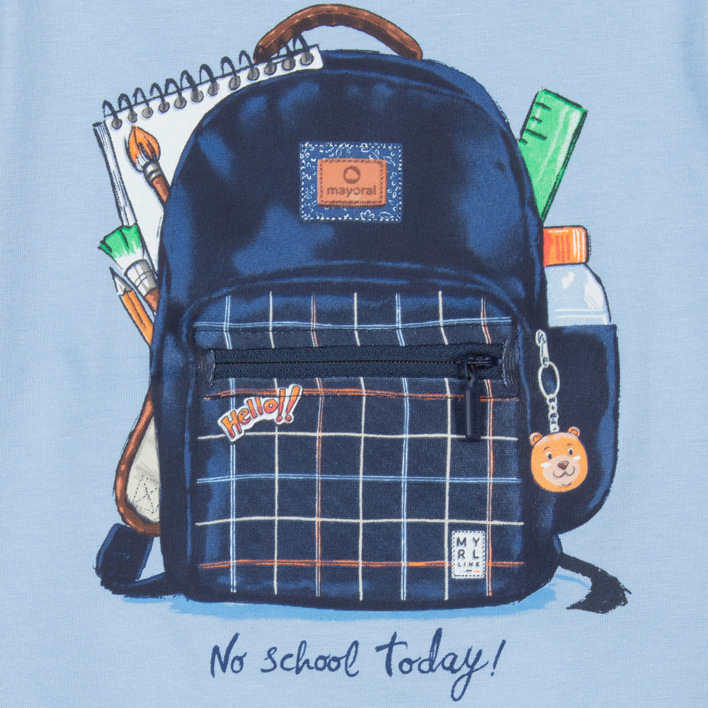 Mayoral-Голубая футболка с изображением рюкзака для мальчиков | Childrensalon Outlet