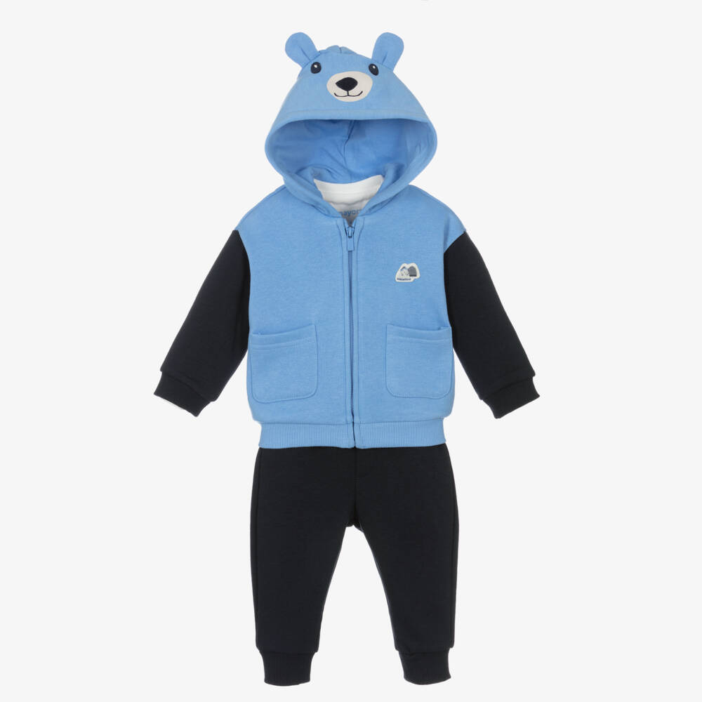 Mayoral-Boys Blue Bear Hoodie Set | Childrensalon Outlet