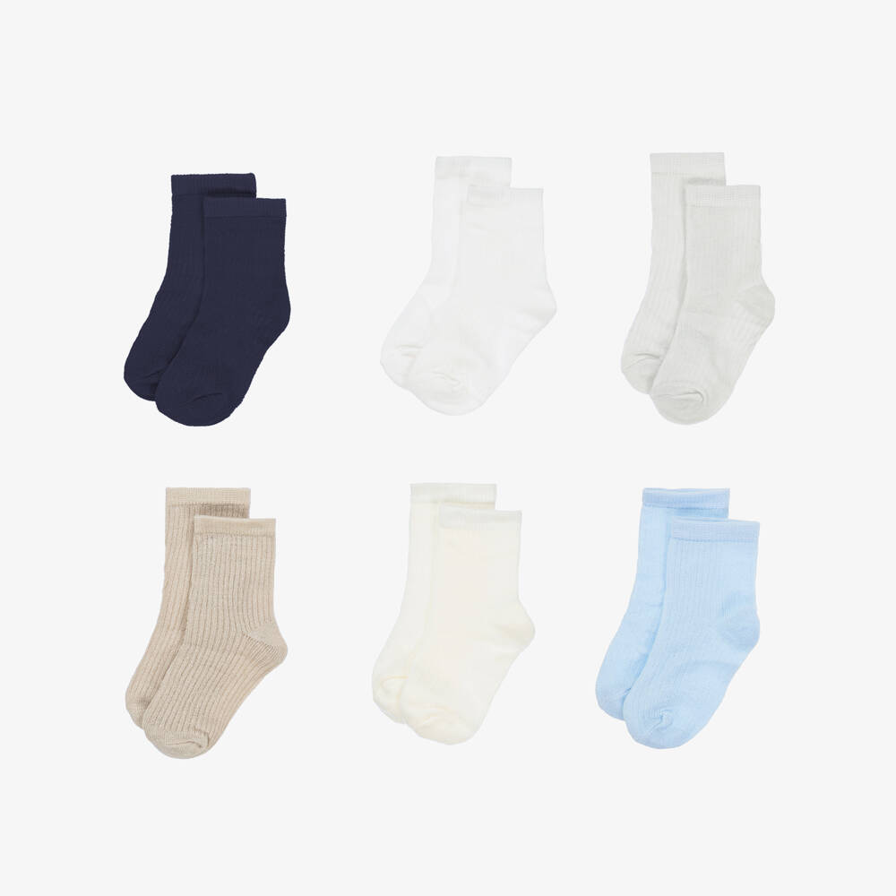 Mayoral Newborn-Boys Blue Beige Eco Socks Set | Childrensalon Outlet