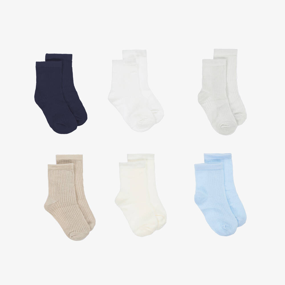 Mayoral Newborn-Boys Blue Beige Eco Socks Set | Childrensalon Outlet