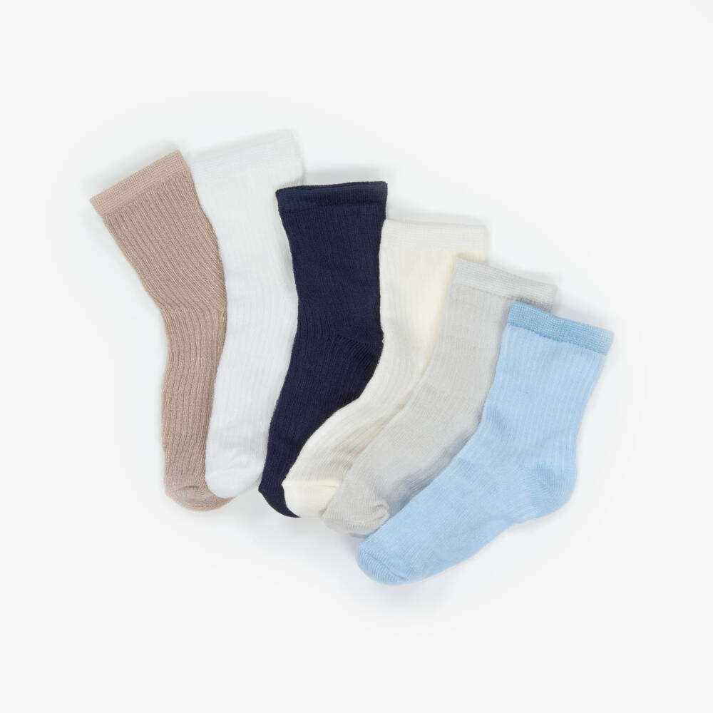 Mayoral Newborn-Boys Blue Beige Eco Socks Set | Childrensalon Outlet