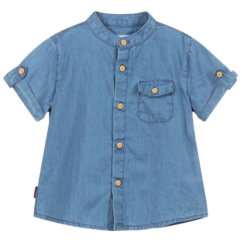 Mayoral - Голубая рубашка из шамбре для мальчиков | Childrensalon