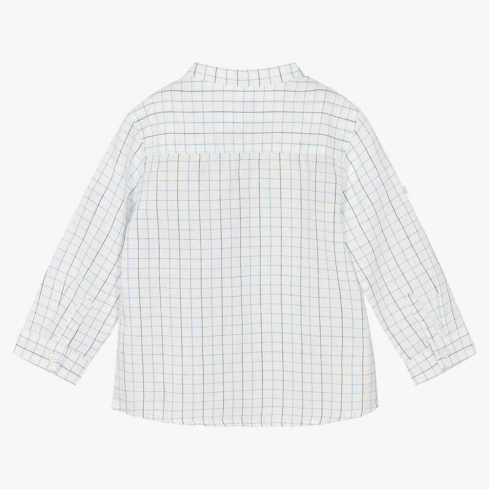 Mayoral-Рубашка из хлопка и льна в голубую клетку | Childrensalon Outlet