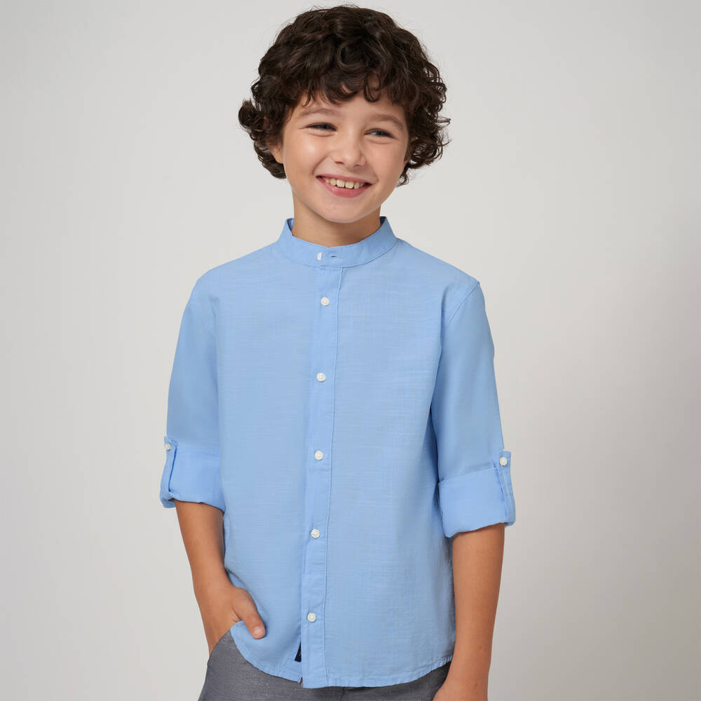 مايورال Nukutavake-تيشيرت بدون ياقة قطن لون أزرق للأولاد | Childrensalon Outlet