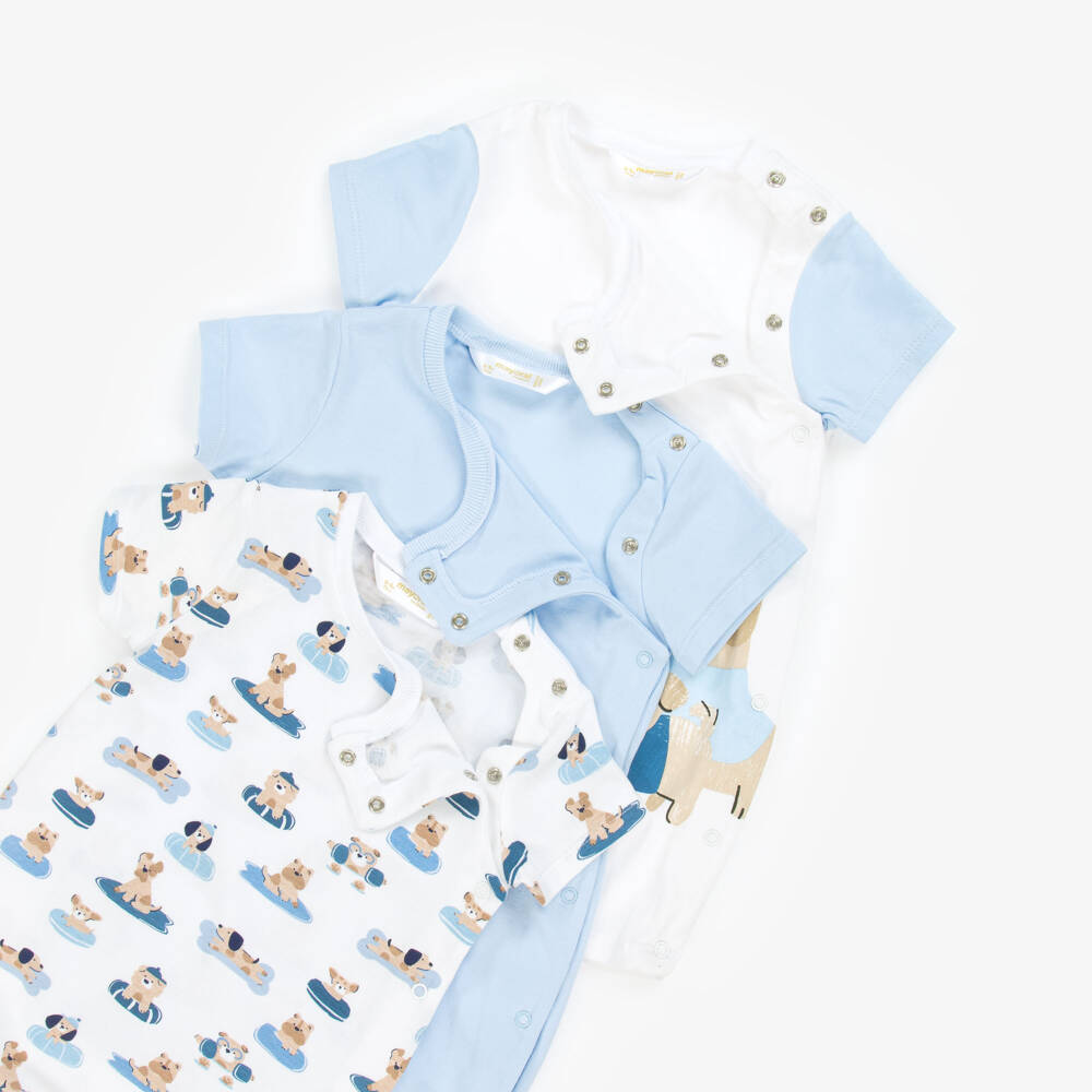 Mayoral Newborn-Boys Blue Cotton Babywear Trio | Childrensalon Outlet