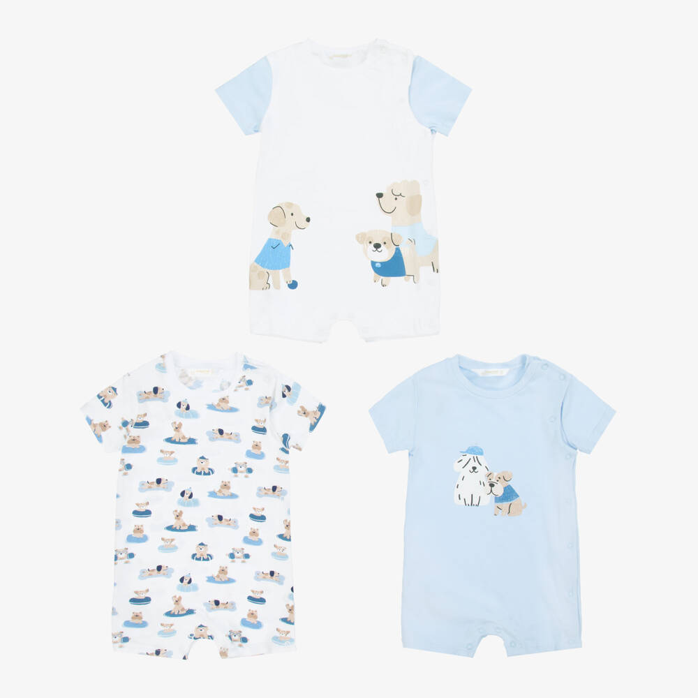 Mayoral Newborn-Boys Blue Cotton Babywear Trio | Childrensalon Outlet