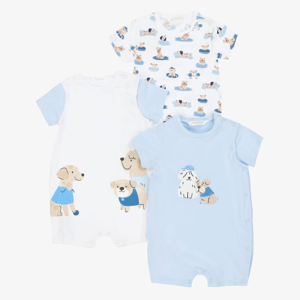 Mayoral Newborn-Boys Blue Cotton Babywear Trio | Childrensalon Outlet
