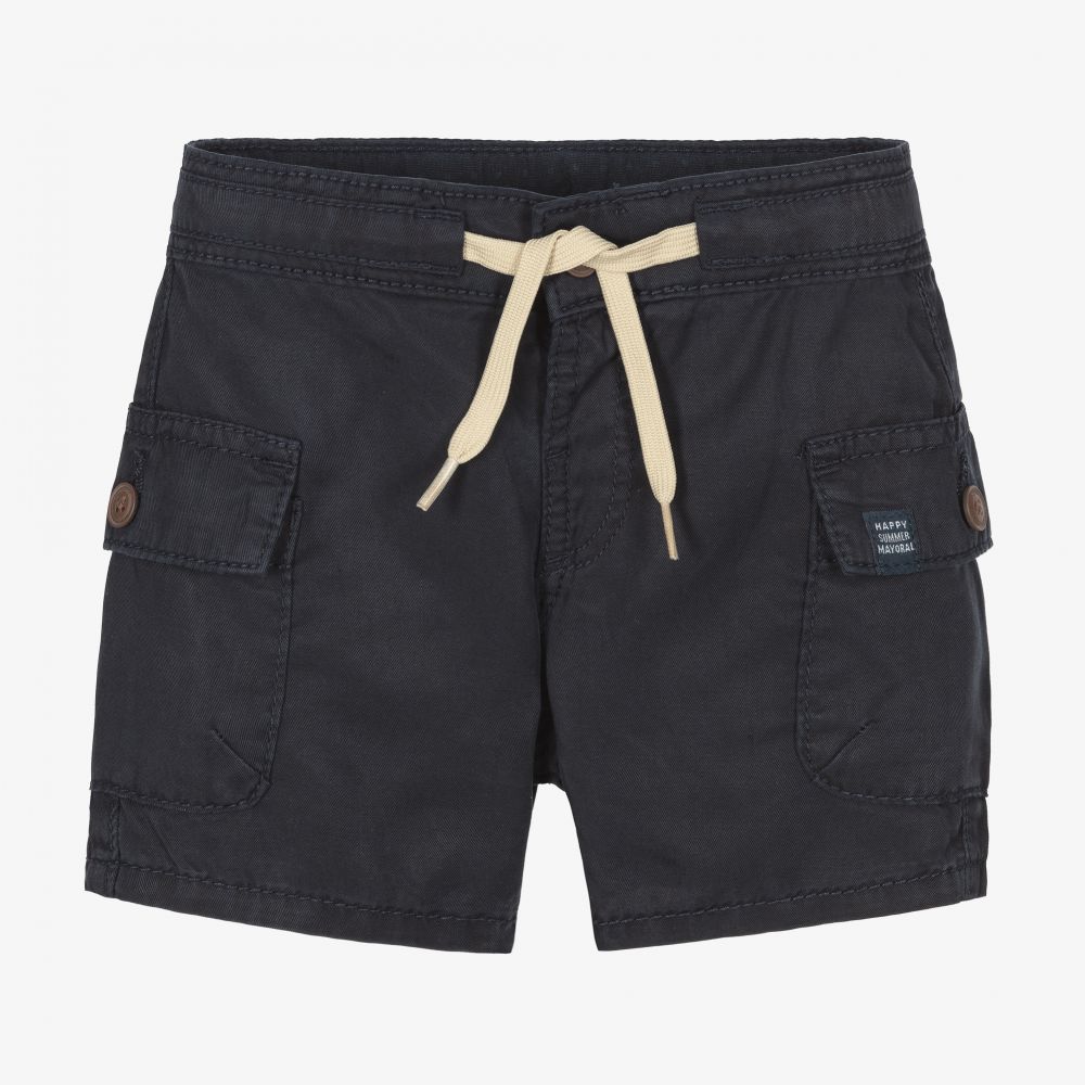 Mayoral - Boys Blue Cotton Cargo Shorts | Childrensalon