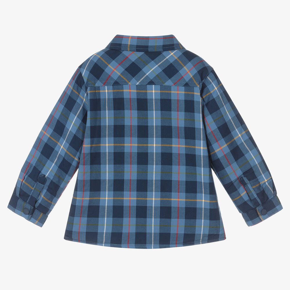 Mayoral-Boys Blue Cotton Check Shacket | Childrensalon Outlet