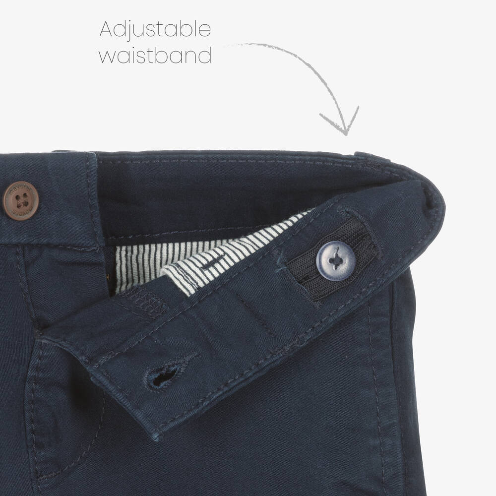 Mayoral-Boys Blue Cotton Chino Shorts | Childrensalon Outlet