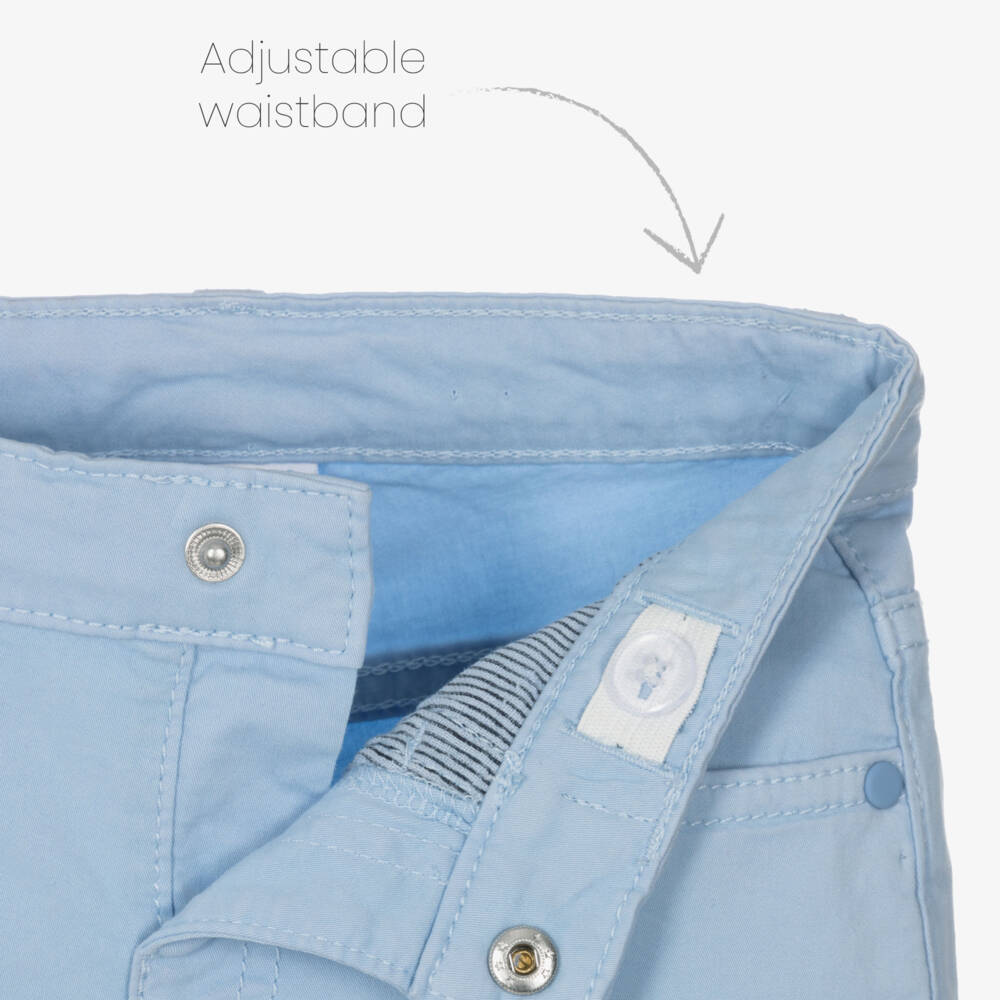 Mayoral-Boys Blue Cotton Chino Shorts | Childrensalon Outlet