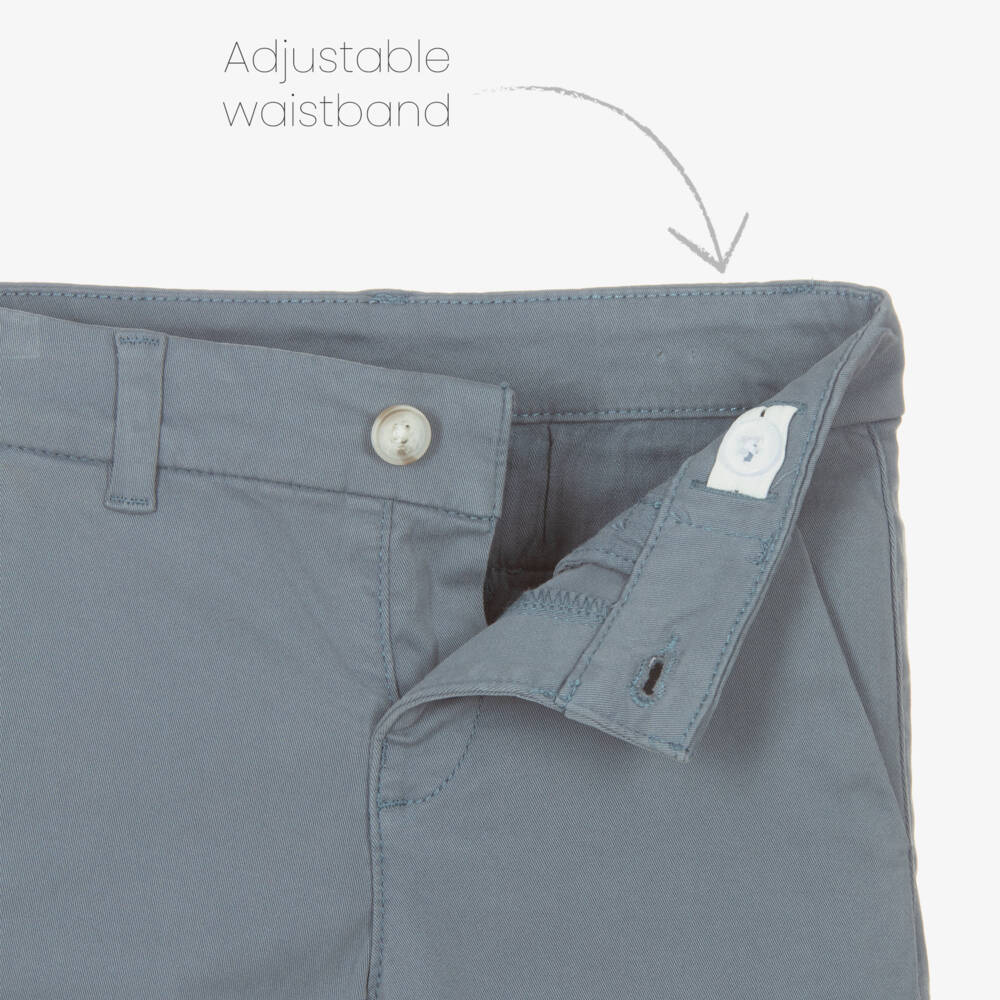 Mayoral-Boys Blue Cotton Chino Trousers | Childrensalon Outlet