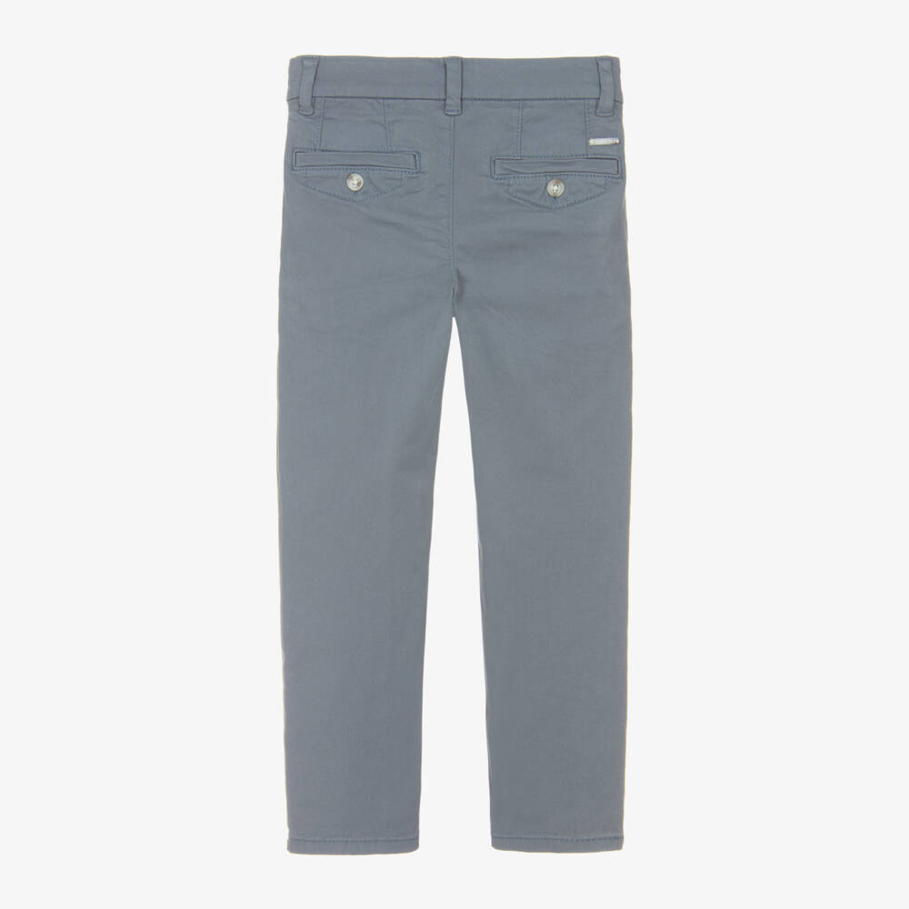Mayoral-Boys Blue Cotton Chino Trousers | Childrensalon Outlet