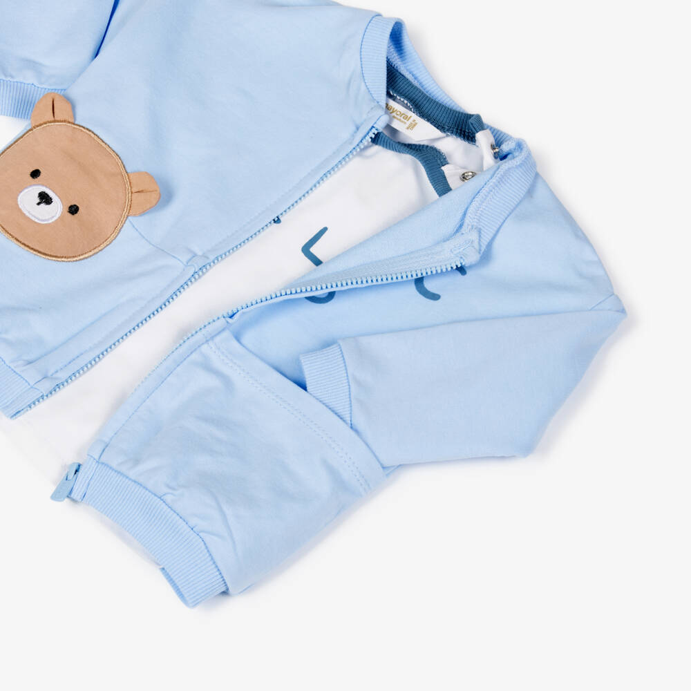 Mayoral Newborn-Boys Blue Cotton Cozy Tracksuit Set | Childrensalon Outlet