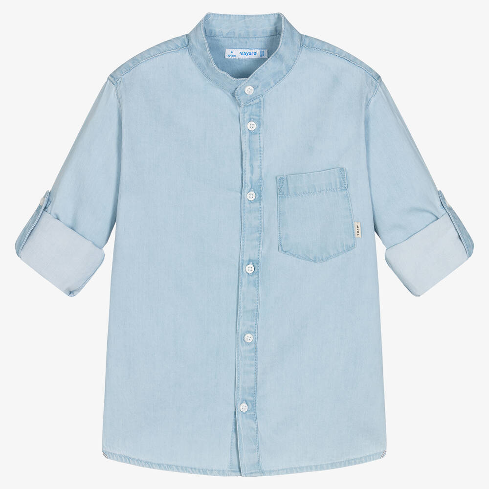 Mayoral - Boys Blue Cotton Denim Shirt | Childrensalon