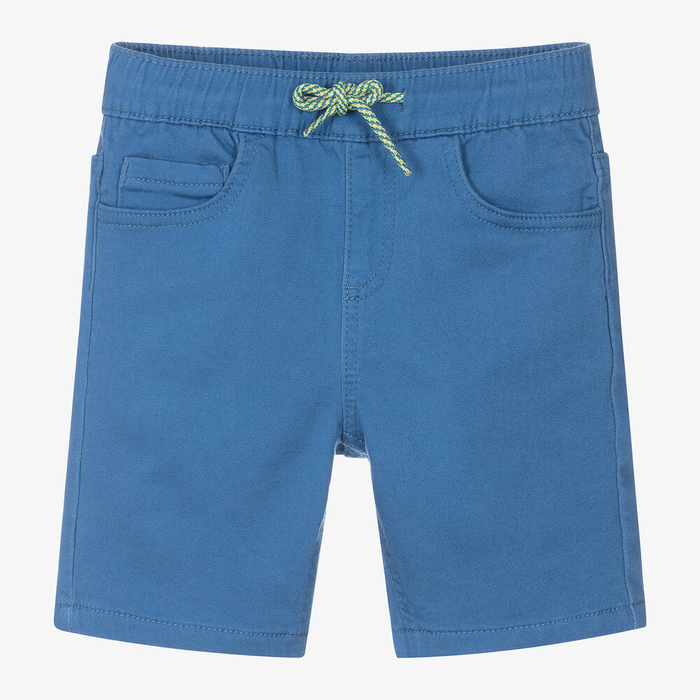 Mayoral-Boys Blue Cotton Drawstring Shorts | Childrensalon Outlet