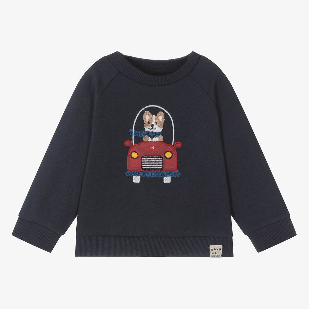 Mayoral - Blaues Baumwoll-Sweatshirt mit Hund | Childrensalon