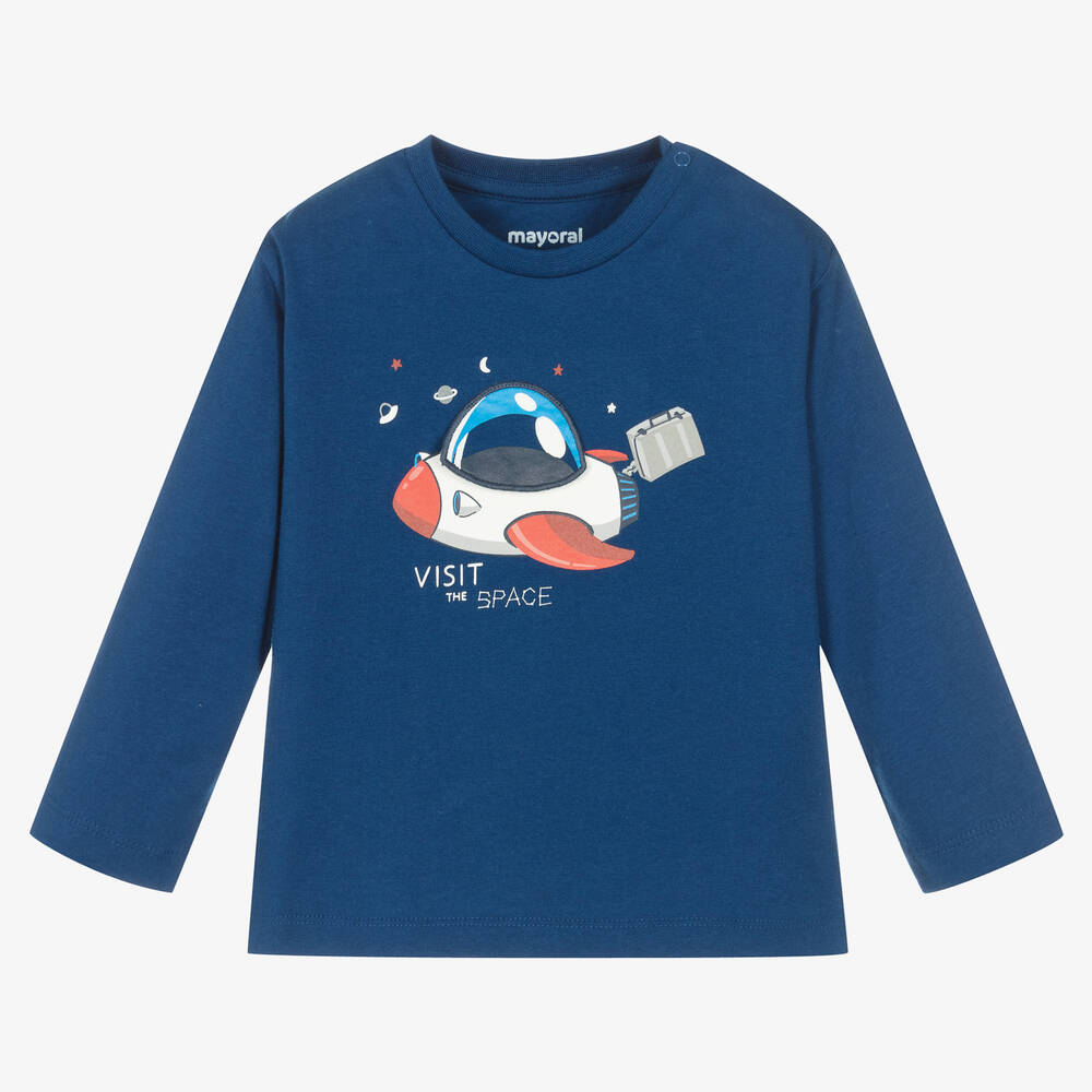 Mayoral - Boys Blue Cotton Interactive Top | Childrensalon