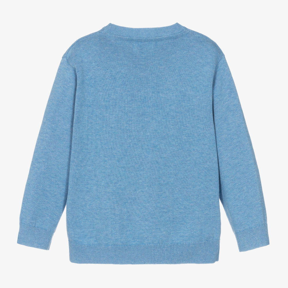 Mayoral-Boys Blue Cotton Knit Sweater | Childrensalon Outlet