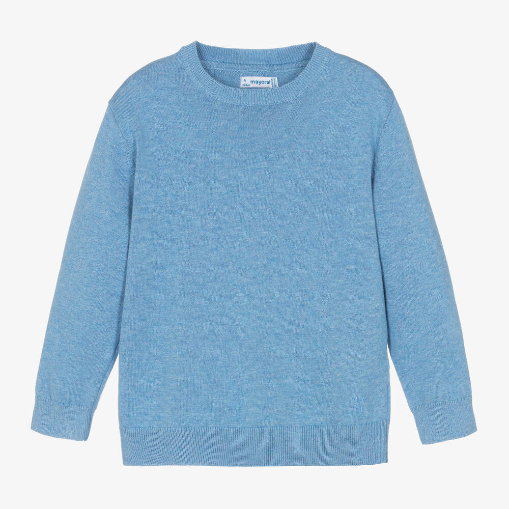 Mayoral-Boys Blue Cotton Knit Sweater | Childrensalon Outlet