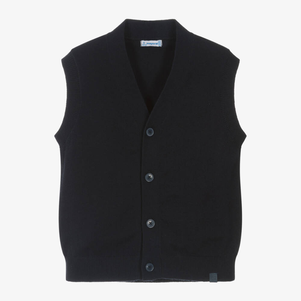 Mayoral-Boys Blue Cotton Knit Vest | Childrensalon Outlet