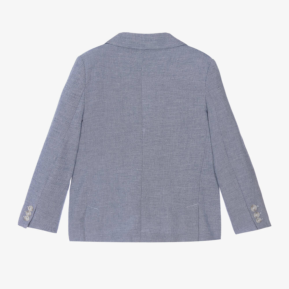 مايورال-جاكيت بلايزر قطن وكتان لون أزرق وأبيض للأولاد | Childrensalon Outlet