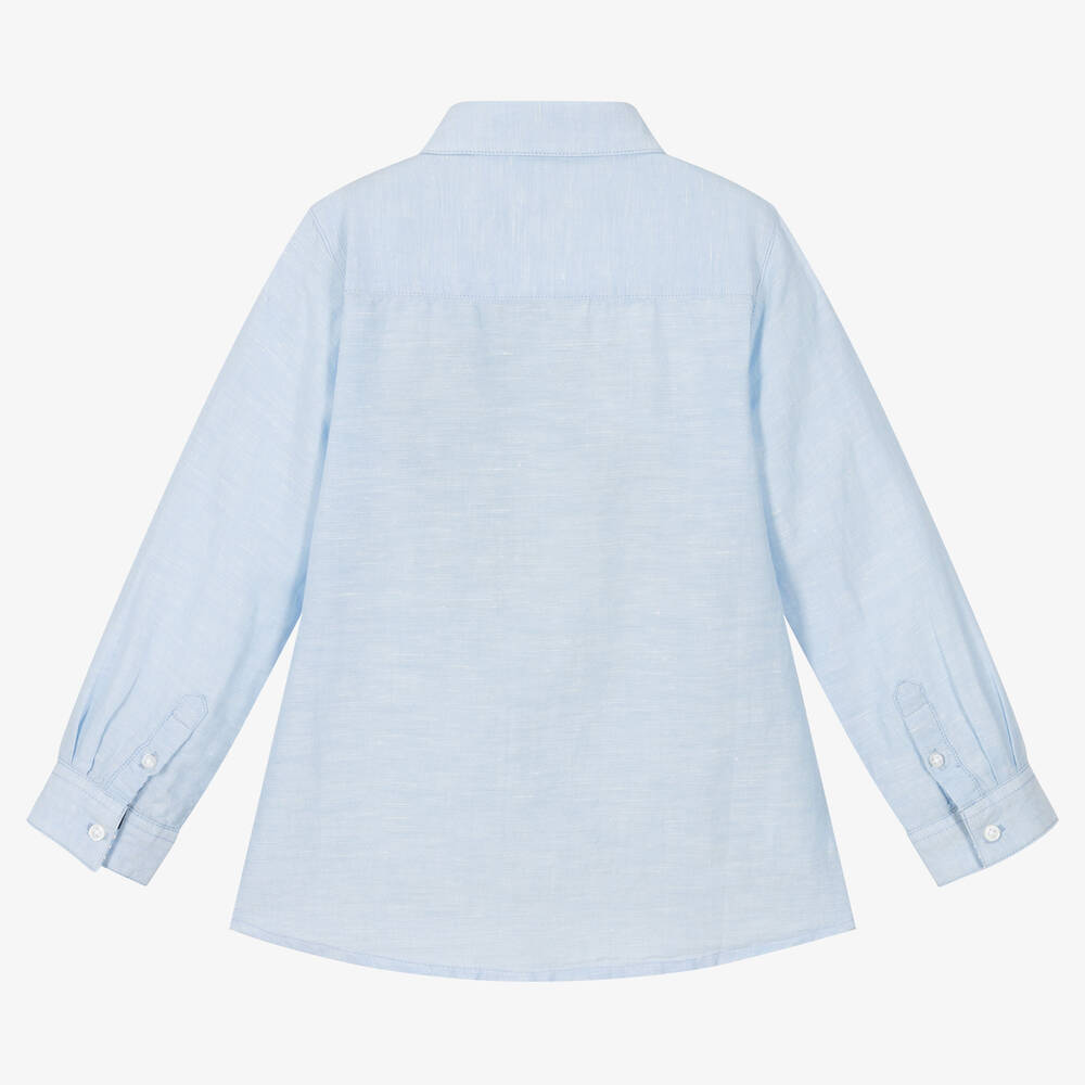 مايورال-قميص قطن وكتان لون أزرق للأولاد | Childrensalon Outlet