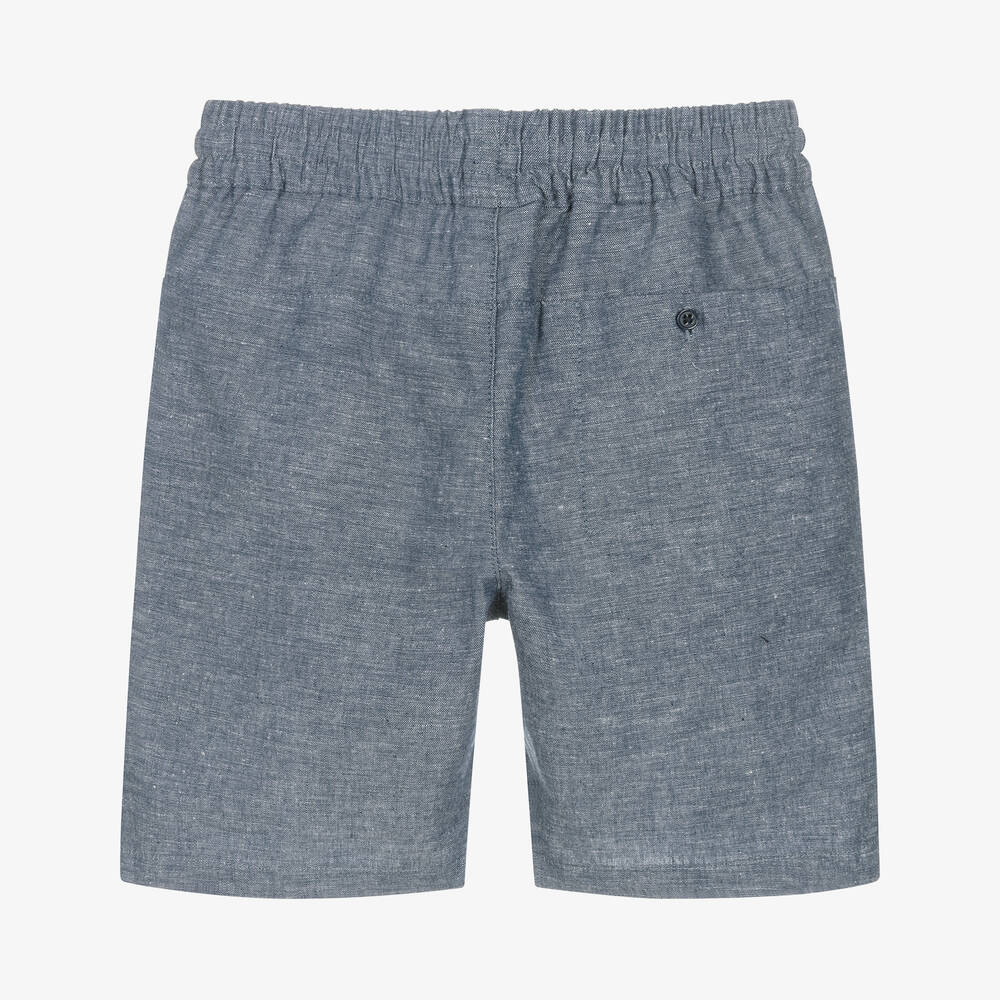 Mayoral-Boys Blue Cotton & Linen Shorts | Childrensalon Outlet