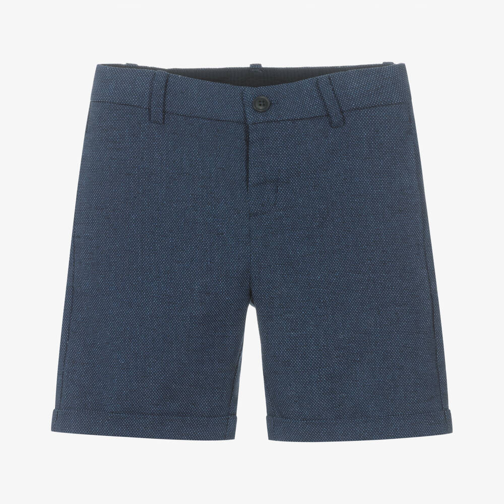 Mayoral-Boys Blue Cotton & Linen Shorts | Childrensalon Outlet