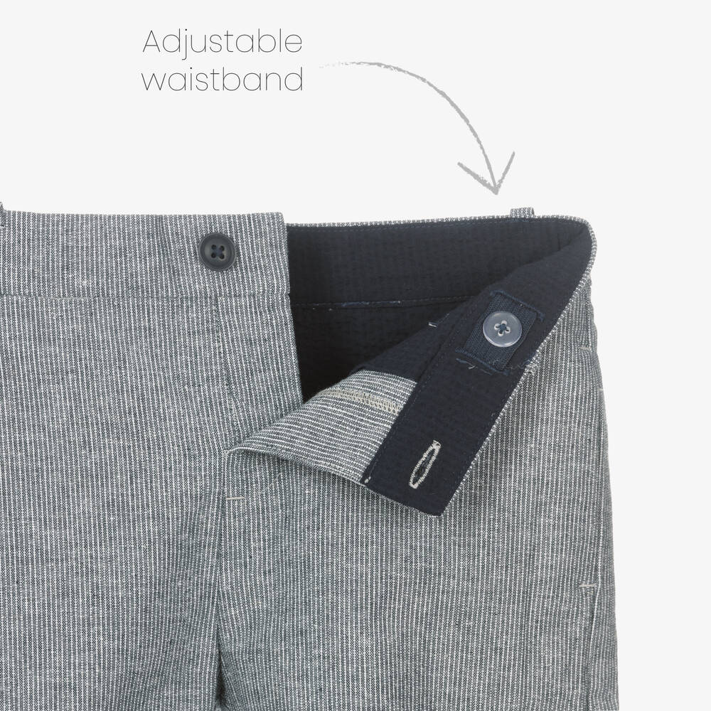 Mayoral-Boys Blue Cotton & Linen Shorts | Childrensalon Outlet