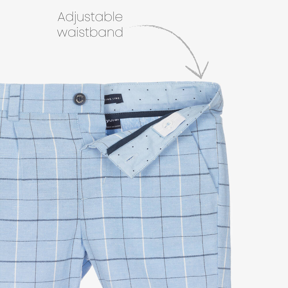 Mayoral-Boys Blue Cotton & Linen Shorts | Childrensalon Outlet