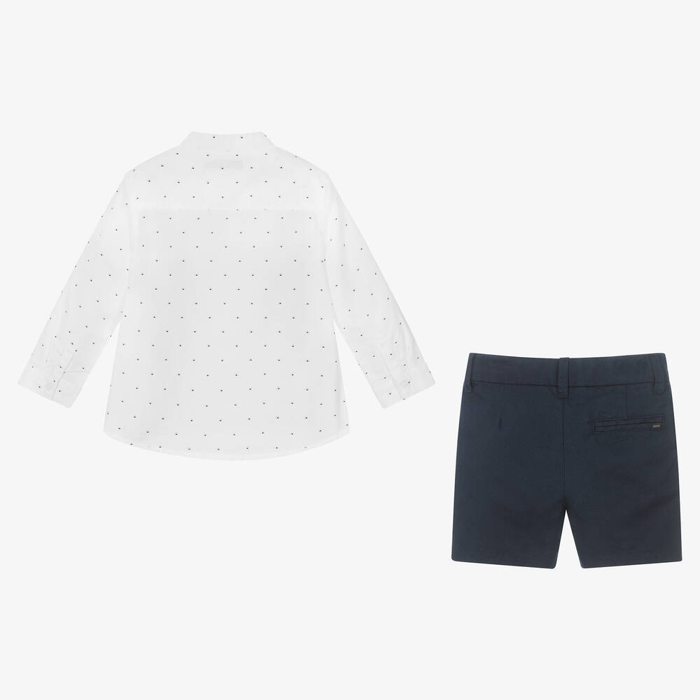 Mayoral-Boys Blue Cotton & Linen Shorts Set | Childrensalon Outlet
