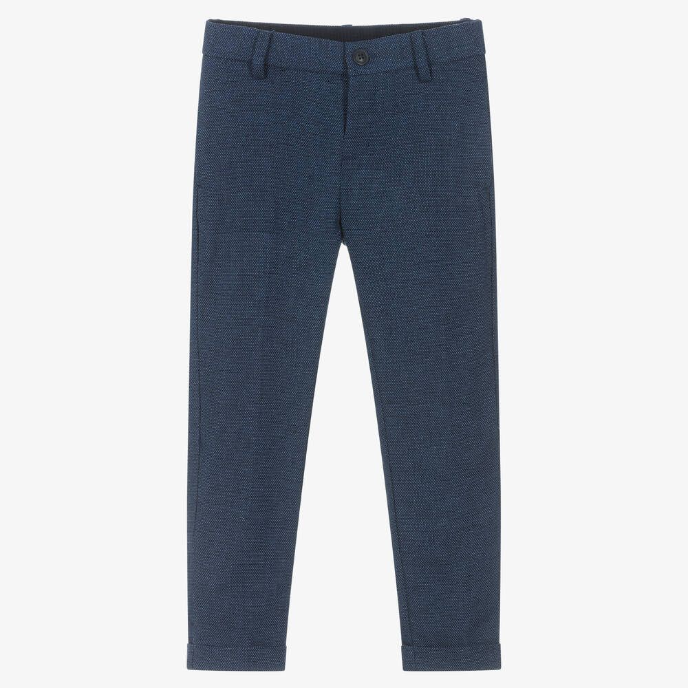 Mayoral-Boys Blue Cotton & Linen Trousers | Childrensalon Outlet