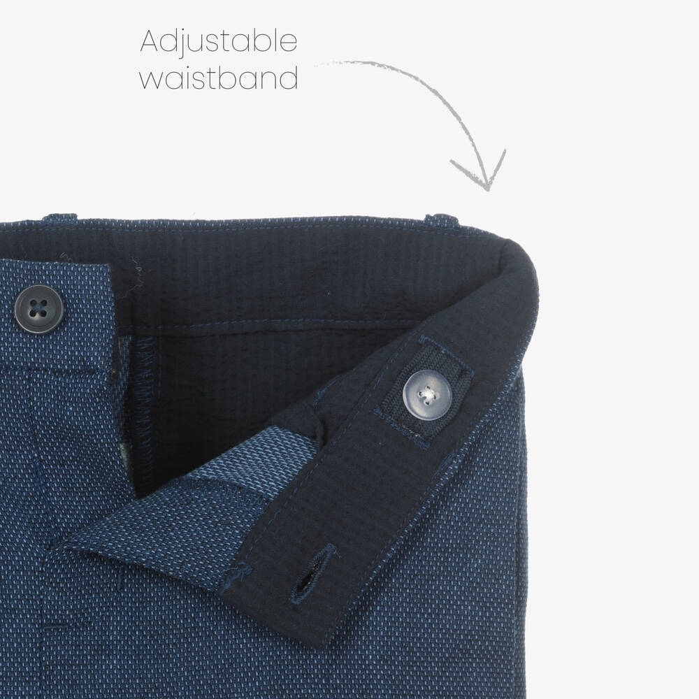 Mayoral-Boys Blue Cotton & Linen Trousers | Childrensalon Outlet