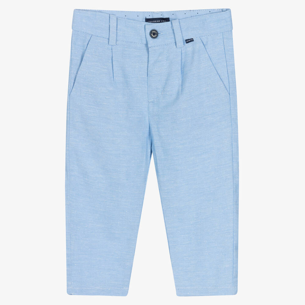 Mayoral - Pantalon bleu en coton et lin | Childrensalon