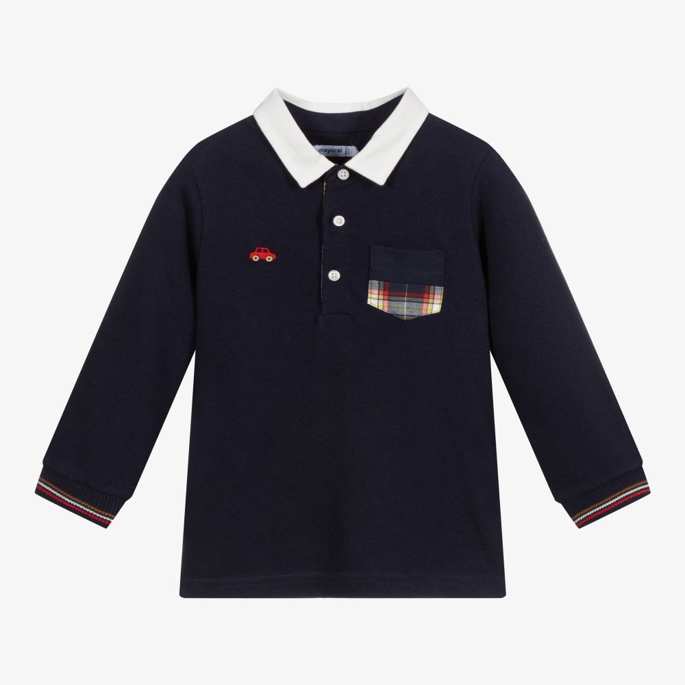 Mayoral - Polo bleu en coton Garçon | Childrensalon