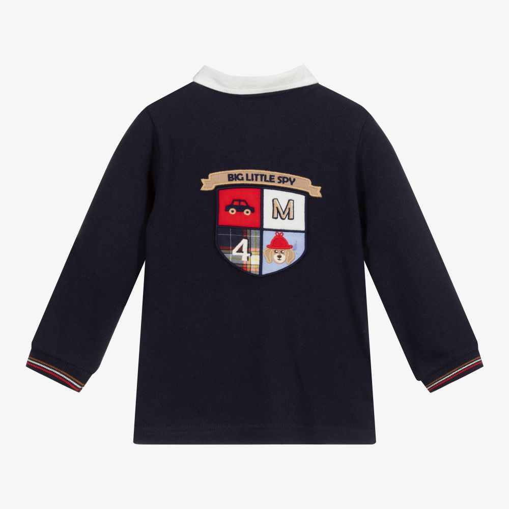 Mayoral-Boys Blue Cotton Polo Shirt | Childrensalon Outlet