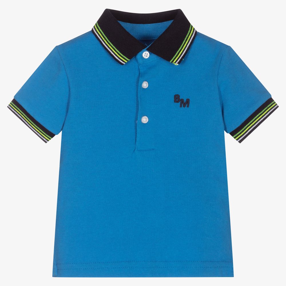 Mayoral - Boys Blue Cotton Polo Shirt | Childrensalon