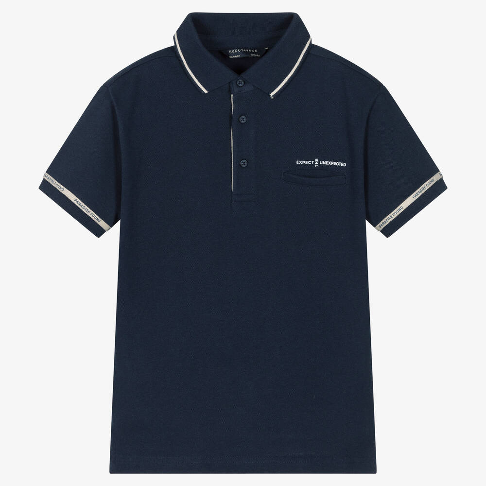 Mayoral Nukutavake-Boys Blue Cotton Polo Shirt | Childrensalon Outlet